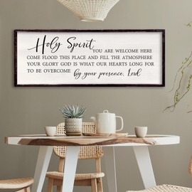 Foutcheou Holy Spirit You are Welcome Here Wall Decor 32"×12" Quote Bible Verse Religious Christian Scripture Wall Art Sign (Black)