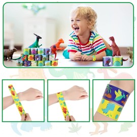 20Pcs Dinosaur Slap Bands Dinosaur Slap Bracelets Wristbands, Dinosaur Snap Bands Wristband Toys for Kids Boys Dinosaur Party Bag Fillers Classroom Prizes Party Favors Birthday Gift