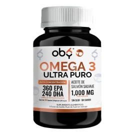 Omega 3 Premium 1300mg | Aceite De Salmon Salvaje Puro Con Alto Epa Y Dha | Suplemento Alimenticio | Oby Vitaminas Mujer Y Hombre | Tecnologia Sin Sabor, Sin Olor, Ultra Puro | 60 capsulas