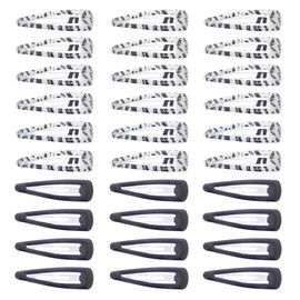 Zac's Alter Ego Set of 30 Assorted Black & Zebra Print 5cm Sleepy Clips/Snap Hair Clips