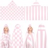 Mindsoft 2 Pcs Kids Hooded Bath Towel 50" x 30" Kids Hooded Beach Bath Towels Pink Microfiber Girls Bath Towels Pool Beach Towel Wrap for 3-12 Years Girls Toddlers Swimming Cover up 2 Design (Stripe)