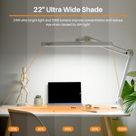 bemelux LED Architect Desk Lamp with Clamp, Metal Swing Arm 2000 Lumens Dimming Office Table Lamp for Task Work Drafting Reading Desktop, 117PCS Bright LEDs, 24W Workbench Lamp(White)
