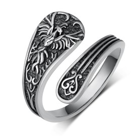qielizhu Phoenix Spoon Ring 925 Sterling Silver Vintage Phoenix Thumb Rings for Women Phoenix Jewelry Gifts, Sterling Silver, No Gemstone