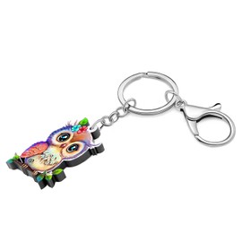 WEVENI Acrylic Cartoon Owl Keychain Charms Cute Owl Jewelry Accessories for Women Girls Bag Purse Car Pendant Owl D W2L2
