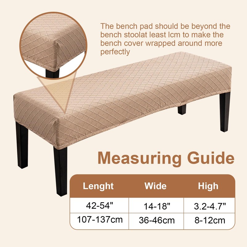 Genina Stretch Dining Bench Covers, Waterproof Stretch Jacquard Bench Seat