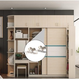 Tckenan Sliding Door Wheel, 4 Pack Stainless Steel & Plastic, Built-in High Bearings, Rigid Type, Plate Mount, 46mm Diameter