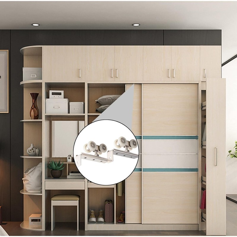 Tckenan Sliding Door Wheel, 4 Pack Stainless Steel & Plastic,