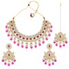 Aheli Silver Plated Kundan & Rani Pink Beads Studded Choker
