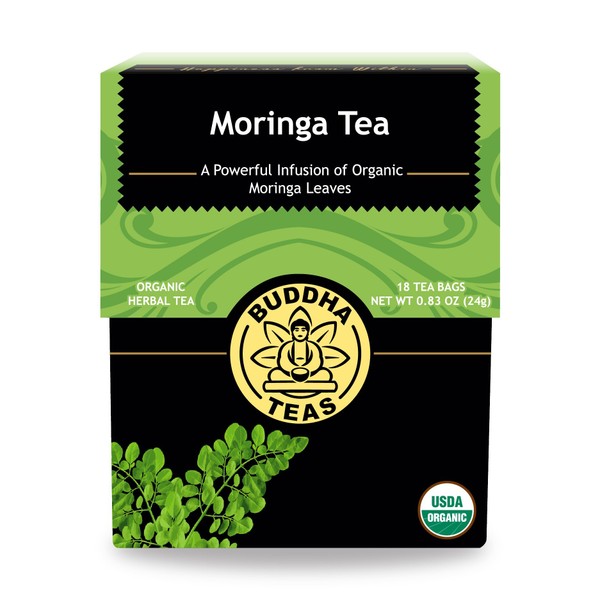 Organic Moringa Tea – 18 Bleach-Free Tea Bags – Caffeine-Free, Great Source of Vitamins, Antioxidants and Flavonoids, Chemical-Free Herbal Tea with no GMOs, Kosher