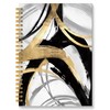 ROXMART Abstract Black and Gold Spiral Notebook, Modern Minimalist Boho