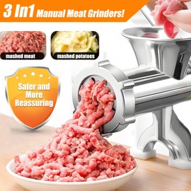 3 in 1 Meat Grinder Manual Mincer for Home Use - Sausage Maker Table Mount Pork Mincer Sausage Stuffer Funnel Make Homemade Burger Patties Hand Meat Grinders For Home Use Sausage Maker Beef