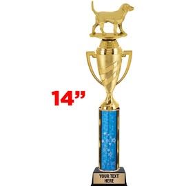14" Gold Beagle Trophies, Customized Dog Show Cup Trophy Awards