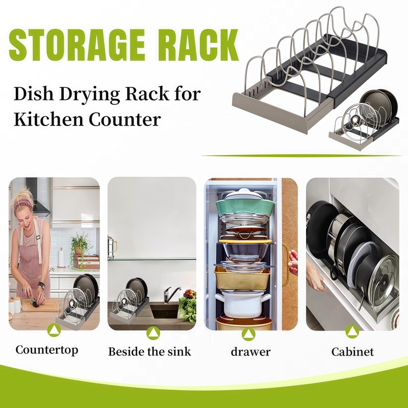 SHUTKMVCW Lid organizers inside cabinet adjustable, Kitchen Pot lid organizer