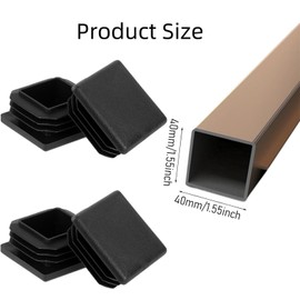 Lohill Square Lamellar Plug End Cap 40 x 40 Pipe Plugs Black Lamellar Plugs for Square Tube Metal Products Chairs Shelves Square Plugs, Pack of 12