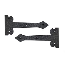 Adonai Hardware 8 Inch ''Agee'' Heavy Duty Antique Cast Strap False or Faux or Dummy Hinge Front (2 Pack, Matte Black) for Vintage Barn Doors, Gates, Furniture, Garage, Shutters and Fences