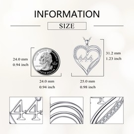 JBAERD Angel Number 444 Necklace 925 Sterling Silver Heart Angel Numbers Pendant Jewelry for Women Mom