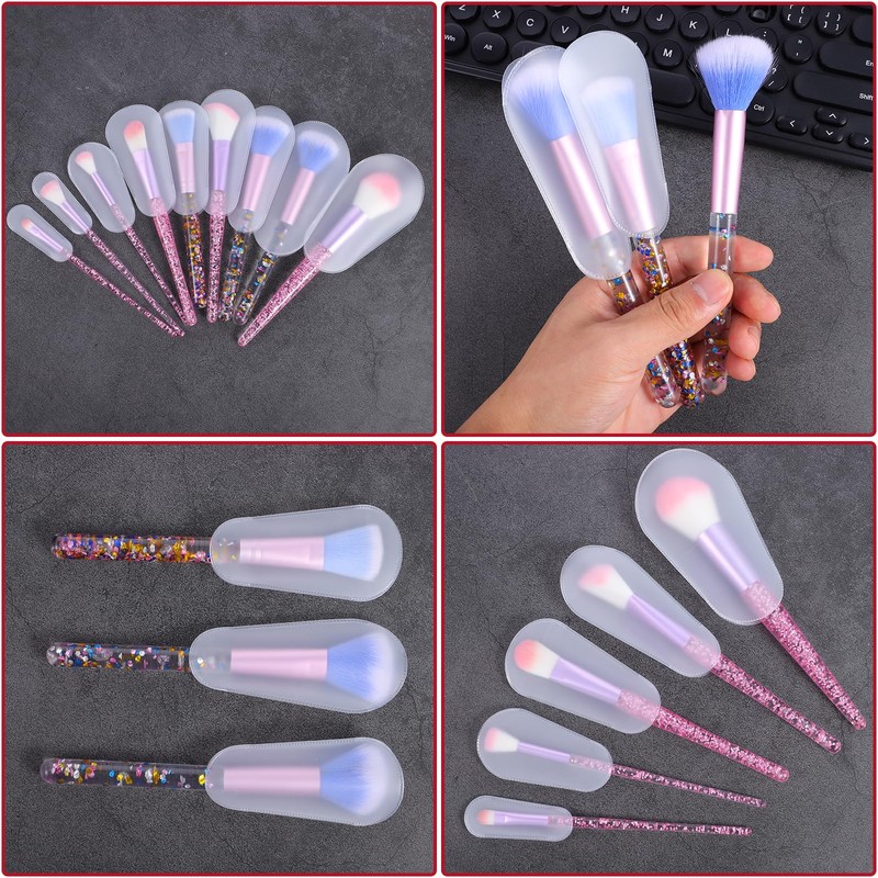Jeffdad 20 Pcs Makeup Brush Covers, 5 Sizes Clear Make