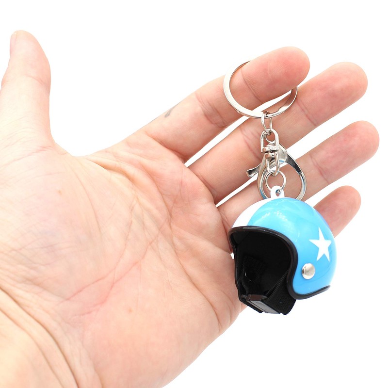 VmG-Store Motorcycle Helmet Retro Keyring with Functional Clasp XL, lightblue