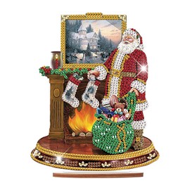 Mecmbj DIY Diamond Painting Art Set, Christmas Table Decoration, Crystal Diamond Painting Craft Set, Table Decoration Ornaments, Christmas Snowman, One-sided Diamond Table Decoration (Santa Claus)