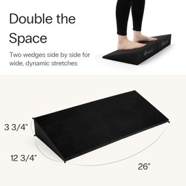 StrongTek XL Foam Yoga Wedge Blocks, Black, Set of 2, 16.5° Incline, 13" × 12.75" × 3.75", for Yoga, Stretching, Squats & Physical Therapy