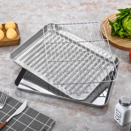 LOLYKITCH Stainless Steel Baking Sheet Set of 3,Cookie Sheets for Oven,Baking Sheet Pans, 16 * 12 Inch, Physics Anti-Stick and Scartch,Non-Toxic and Easy Clean.