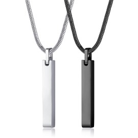 KRFY Necklace for Mens Women,Stainless Steel Mens Necklace Bar Pendant Necklace for Men and Women Couples Necklaces 22 Inches Snake Chain Unisex