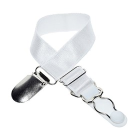 DoHope Stocking Clip Garter Straps Adjustable Suspender Accessories for Hosiery (2 Pairs, White with 1 Garter Buckle & 1 Suspender Buckle)