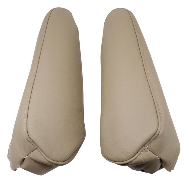 NLQR Replacement 2Pcs Seat Armrest Covers Microfiber Leather Ivory Tan