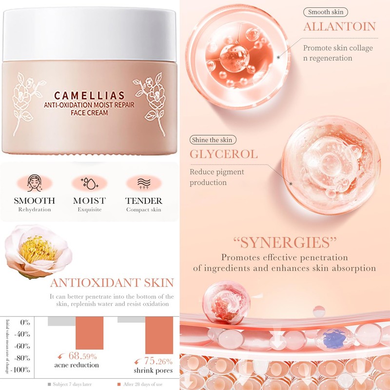 BIOAQUA Camellias Anti-Oxidation Moist Repair Face Cream Moisturizing Facial Skin