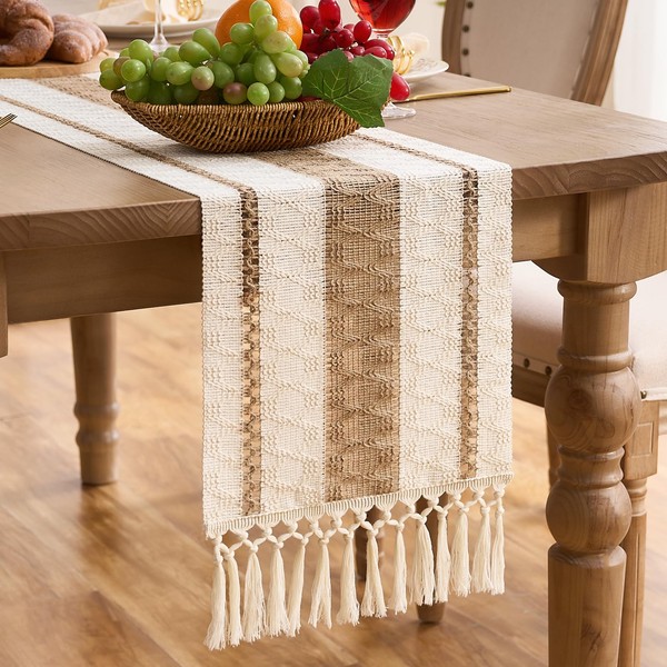Aisybaklyn Brown Table Runner Boho Decoration Modern Autumn Winter Cotton