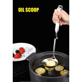 Stainless Steel Oil Filter Spoon Oil Soup Separating Spoon Long Handles Oil Filter Spoon Home hot Pot Soup Spoon Tools