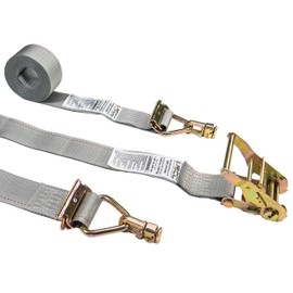 US Cargo Control E Track Ratchet Strap with Double Stud Fittings - 2 Inch X 16 Foot Gray E Track Strap - Easily Secure Cargo in A Van, Truck, Or Trailer - 1,467 Pound Working Load Limit