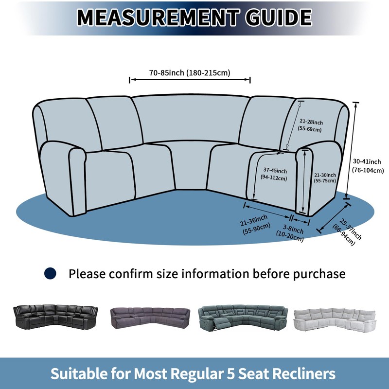 PureFit 7-Pieces Sectional Sofa Covers, Extra Large Sectional Recliner Couch