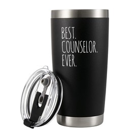 Panvola Best Counselor Ever Mental Health Therapist School Counselor Gifts Marriage Teacher Psychologist Vacuum Insulated Tumbler Stainless Steel With Removable Lid ad Straw 20 oz Black