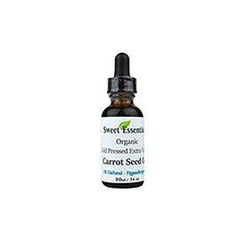Sweet Essentials 100% Pure Organic Carrot Seed Oil | Extra Virgin | Cold Pressed | Unrefined | Imported From France | For Hair, Skin, & Nails (4 fl oz - Glass Dropper)