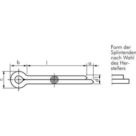 Cotter Pin DIN 94/ISO 1234, 5,0x71 mm Galvanised Steel Material: Galvanised Steel Nominal Diameter D1: 5.0 mm Length: 71 mm