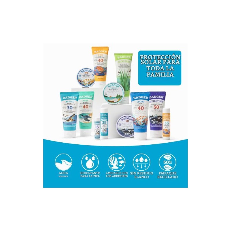 Badger - Active Clear Zinc crema de protección solar Unscented