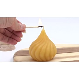 Bcandle Pure Beeswax Candle, Meringue Swirl Shape, Handmade Candle with Pure Cotton Wick