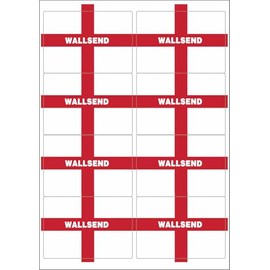 Wallsend England Flag Rectangular Matt Paper Stickers A4 Sheet of 8 (Each Sticker is 99mm x 68mm)