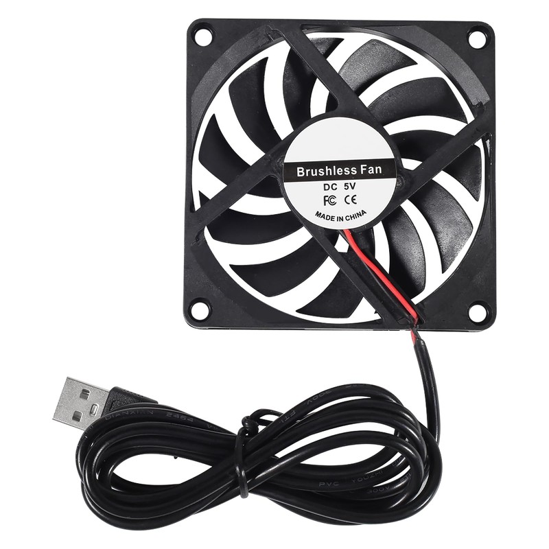 DIANN 2pcs 8010 Cooling Fan 5V 0.27A USB 80x80x10mm Brushless
