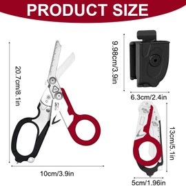 Ziyero 6 in 1 Raptor Response Emergency Shears, Tough Cut Scissors, Multi Tool Pliers Shears, Tactical Folding Pliers with Strap Cutter and Glass Breaker - Black-Red