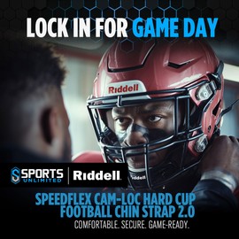 Sports Unlimited Riddell SpeedFlex Cam-Loc Hard Cup Football Chin Strap 2.0, SpeedFlex Chin Strap for Football Helmet