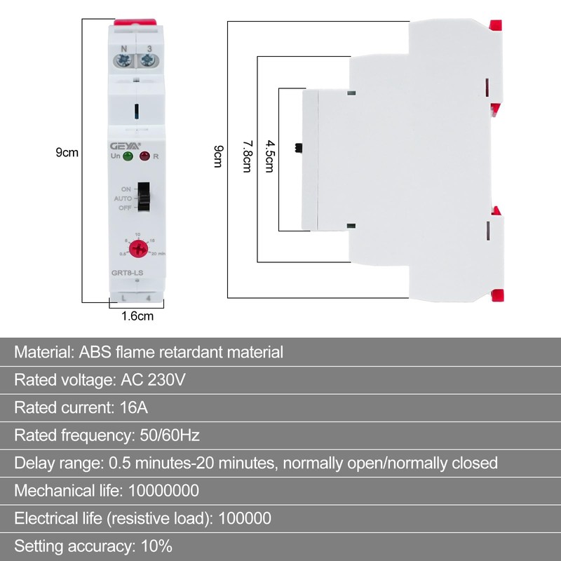 Buyweek DIN-Rail Timer GRT8-LS Staircase Timer Switch 230 V AC