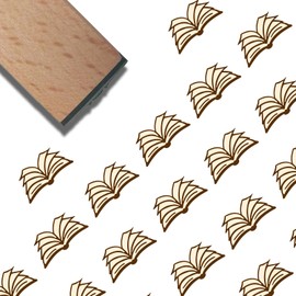 CRASPIRE Mini Wooden Rubber Stamp 3/5 Inch Books Cute Pattern Small Wood Stamps Vintage Reusable Print for Book Lovers DIY Craft Card Scrapbooking Journaling Albums Card Making Planner Envelope