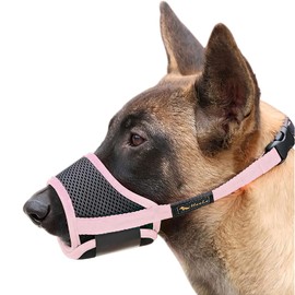 HEELE Dog Muzzle Dog Muzzles Breathable Mesh and Durable Nylon Dog Muzzle with Adjustable Loop and Soft Pad Dog Training Muzzle Prevent for Barking Biting and Chewing (Pink, XL)