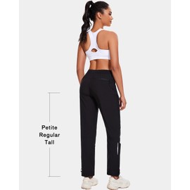 LadyJoy Hiking Pants Women Cargo Joggers for Women Summer Scrub Parachute Golf Travel Pants Waterproof Lightweight Elastic Waist Drawstring Quick Dry with Pockets Outdoor Black L 29''