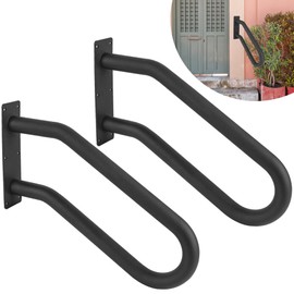Wdwlbsm 2 Pcs Handrails for Outdoor Steps Stair Railing Indoor, Handrail for 1-3 Steps,Universal Stairs Metal Handrail for All Groups, Strongly Supportive U-Shaped Stair Railings,Wall Mounting