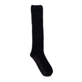 Muk Luks Men's Micro Chenille Knee Sock, Black, Sock Size:10-13/Shoe Size: 6-12