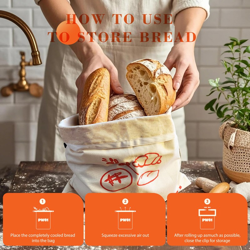 PW61 Beeswax Bread Bags for Homemade Bread. 2 Pack XL