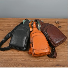 NICE SELECTION Men's Shoulder Bag, Cross-Body Bag, Genuine Leather, Cross-Body Bag, Single Shoulder, Interchangeable Left and Right Size, Large Capacity, 2-Way 3-Way (BROWN, Regular)